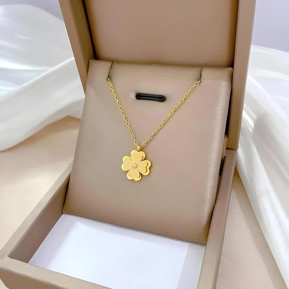 Amazon.com: Titanium Steel Four Leaf Clover Pendant Necklace